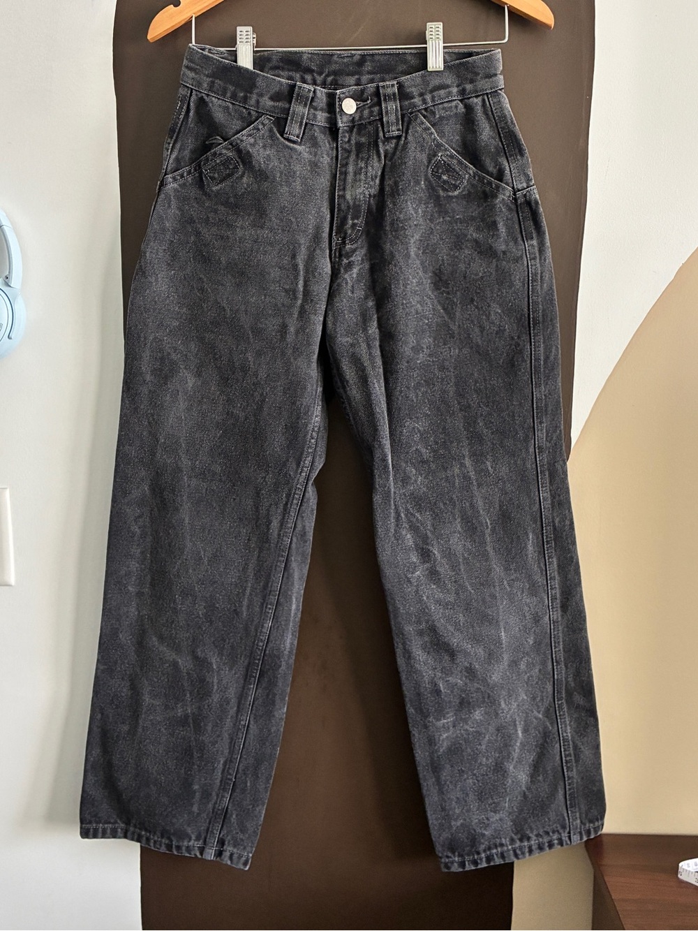 UNIF Black Washed Baggy Utility Jeans Size 26